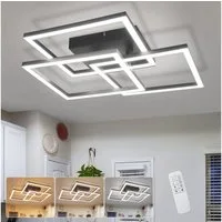 Nettlife LED Deckenleuchte 31/43W dimmbar Wohnzimmerlampe Fernbedienung eckige modern Deckenlampe, LED fest integriert, für Schlafzimmer Küche Büro wechselbar von 3000K-6000K