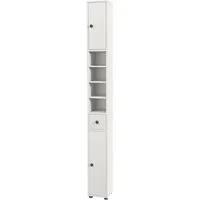 COSTWAY Hochschrank Badschrank schmal, verstellbaren Regal, 20x20x180cm, Weiß
