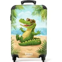 NoBoringSuitcases.com© Kinderkoffer Krokodil mit Sonnenbrille entspannt am Strand 55x35x20cm, 4 Rollen, Kinder Koffer Klein, Trolley Handgepäck, Reisekoffer