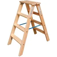 KRAUSE Doppelleiter STABILO, Holz, 2x4 Stufen, Arbeitshöhe ca. 245 cm
