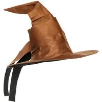 Underwraps Zauberer-Kostüm Wizard Hexenhut braun - Halloween Kostüm Damen, Brauner Hexen- und Zaubererhut mit geknickter Spitze