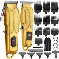 MOPUEA Haarschneider Kabelloses Elektrischer Profi-Haarschneide-Set LED Anzeige Leder 23pcs, Präziser Trimmer mit T-Klinge, Akku, LED & 10 Schnittlängen, Leistungsstark, ergonomisch, leise, vielseitig für alle Haartypen