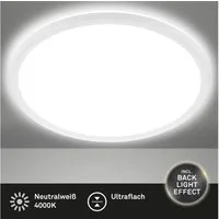 Briloner Leuchten LED Deckenleuchte Deckenlampe Panel Backlight-Effekt SLIM Ultraflach EEK, Standard, LED fest integriert, LED wechselbar, 4000K, Verschiedene Ausführungen, Schwarz/Weiß Wohnzimmer Schlafzimmer Küche
