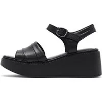 Derimod Keilabsatz-Sandalen aus Leder Sandale Echtes Leder, Komfortfutter, TPU-Sohle, Knöchelriemen, Plateau-Design