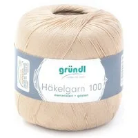 Gründl Häkelgarn 100, Baumwolle dünn zum Häkeln Handarbeiten DIY, 100g Häkelwolle, 566,00 m (Baumwollgarn, Filethäkelgarn), 60° waschbar