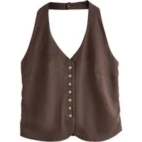 Next Blusentop Neckholder-Weste mit Leinenanteil (1-tlg)