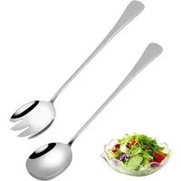 FOUORTUNATE-BEE Salatbesteck 2-teiliges Salatbesteck aus Edelstahl mit langem Griff (2-tlg)