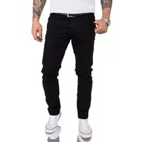 Gelverie Slim-fit-Jeans Herren Jeans Stonewashed Schwarz G-103