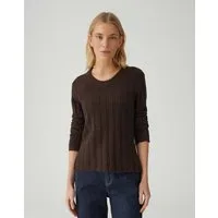 OPUS Strickpullover POLMI mit Wollanteil Schmale Passform, figurbetonter Schnitt, Langarm