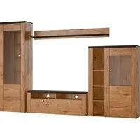 OTTO home Wohnwand Larona, Anbauwand, Set 4 Teilig, (Set, 4-St), bestehend aus 1 TV-Board, 1 Highboard, 1 Vitrine, 1 Wandregal