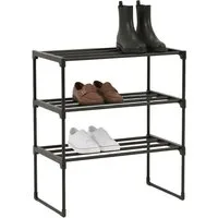 relaxdays Schuhregal Metall, schwarz, 3 Ebenen, 42,5 cm