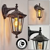 hofstein Außen-Wandleuchte Wandlampe abwärts aus Metall/Glas in Schwarz/Grau/Silberfarben/Klar, ohne Leuchtmittel, Wandleuchte im Landhaus-Stil, E27, ohne Leuchtmittel, IP44