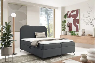 Boxspringbett Schlafzimmerbett BLAIR 160x200cm Stoff Now or Never Dunkelgrau