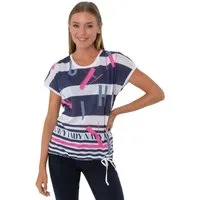Estefania for woman Rundhalsshirt 194-1649, "navy lady" mit Schnürung und Strassbesatz seitlich Schnürung