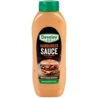 Develey Saucen, Develey Hamburger Sauce vegan in einer Kopfstandflasche 875ml