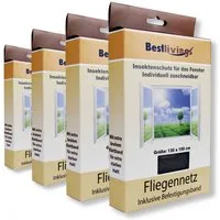 Bestlivings Moskitonetz (4er Pack), Mückennetze 130x150 cm 4er Pack, selbstklebendes Klettband