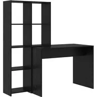 vidaXL Schreibtisch Schreibtisch mit Regal Schwarz Eichen-Optik 138,5 x 55 x 143 cm (1-St)