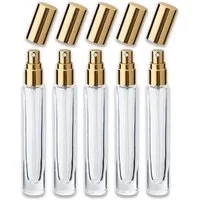 CK Verpackung GmbH Parfümzerstäuber 5x Glasflasche klar 10 ml rund mit goldenem Zerstäuber Parfümflakon (Set x5)