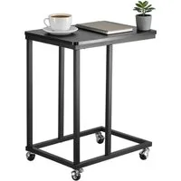 BlingBin Beistelltisch Laptoptisch mit Rollen, Sofatisch C Form Ablagetisch (Kaffeetisch, 1-St., 35 x 50 x 60 cm), mobiler Laptoptisch mit Metallgestell und Holzoptik, für Sofa Bett