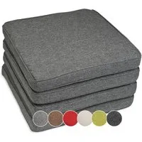 sunnypillow Stuhlkissen 4er Set Stuhlkissen wasserdicht UV-lichtecht BALI, 4er Set 40x40x5cm Anthrazit