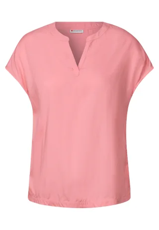 Street One - Split Neck Bluse in Unifarbe blush peach - Gr. - 36