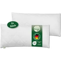 Dreamstar Microfaserkissen Kopfkissen - einzeln & 2er Set - 40x80 & 80x80 cm - weich & fest, Füllung: 100% Polyester, Seitenschläfer, Bauchschläfer, Rückenschläfer, Reißverschluss für Füllung - waschbar - allergikerfreundlich -