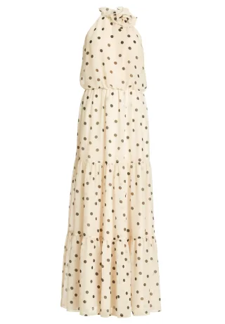 SWING - Abendkleid aus Chiffon mit Polka Dots champagne beige/black - Gr. - 34