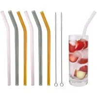 KaraLuna Trinkhalme Strohhalme aus Glas, bunt & gebogen Glasstrohhalm, Borosilikatglas, nachhaltige und wiederverwendbare Strohhalme