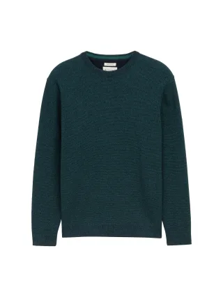 Tom Tailor - Strickpullover aus Baumwolle jasper green navy twotone - Gr. - M