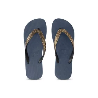 Python Bronze Flip Flop Marineblau