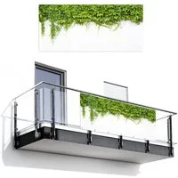 MuchoWow Balkonsichtschutz Efeu - Grüne Blätter - Wand - Weiß (1-St) Balkon Sichtschutz 90x200, Windschutz für Zaun PVC, 200x90 cm