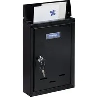 relaxdays Briefkasten mit Namensschild, schwarz