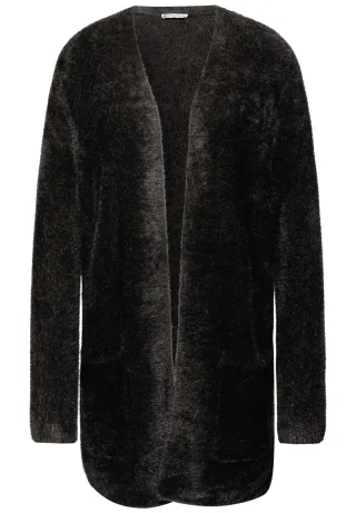 Street One - Langer Federgarn Cardigan darkest brown - Gr. - 40