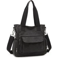 KONO Schultertasche Canvas Damen Handtasche Umhängetasche mit Top Griff