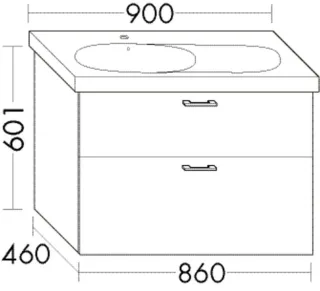 Burgbad Waschtischunterschrank Sys30 PG3 Diago 601x860x460 Grau Matt, WVZD086F3356 WVZD086F3356