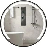 COSTWAY Badspiegel, 60cm Badezimmerspiegel mit LED-Licht, Anti-Beschlag