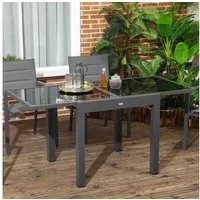 Outsunny Gartentisch Esstisch für Garten mit Klappbarer Tischplatte (Terrassentisch mit Tischplatte, 1-St., Balkontisch), aus Glas, Schwarz, 160 x 80 x 75 cm