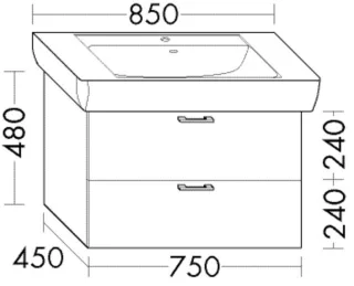 Burgbad Waschtischunterschrank Sys30 PG2 Echo 480x750x450 Eisblau Softmatt, WWJH075F3962 WWJH075F3962