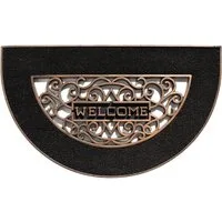 matches21 HOME & HOBBY Fußmatte Kokosmatte Welcome Spruch halbrund schwarz als aussen Sauberlaufmatte, halbrund, Höhe: 15 mm, Rutschfeste Kokos-Türmatte als Outdoor Schmutzfangmatte 45x75 cm