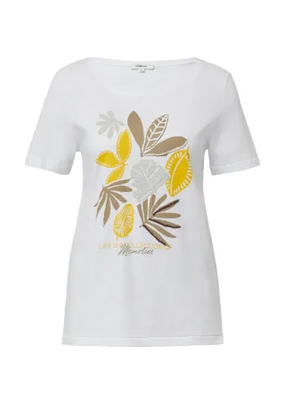 s.Oliver Red Label - T-Shirt mit Frontprint weiß - Gr. - 38