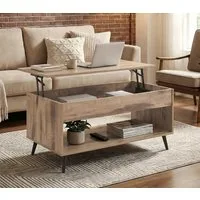 VASAGLE Couchtisch höhenverstellbar, Wohnzimmertisch, rechteckig, Stauraum (inkl. Zubehörpaket & Anleitung, aufklappbar), Schreibtisch, Basis-Höhenverstellung, Kaffeetisch 50 x 100 x 45/58,5cm