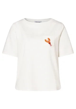MORE & MORE - T-Shirt mit Pailletten-Lobster weiß - Gr. - 46