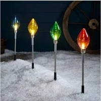 Lights4fun LED Dekolicht 4er Set LED Stableuchten mehrfarbig Weihnachtsdeko außen