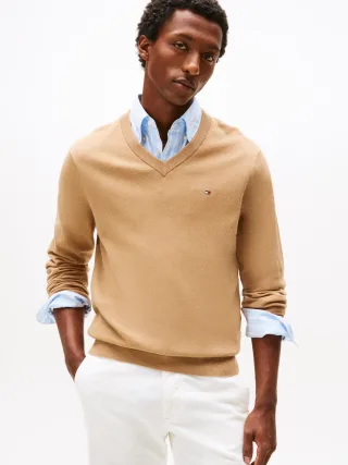 PIMA ORG CTN CASHMERE V NECK timeless camel - Gr. - L