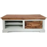 Amagohome Lowboard TV Lowboard B114xH45cm Fernsehschrank TV Schrank Massivholz Ibiza weiß