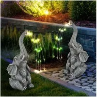 GLOBO LIGHTING LED Dekofigur, LED-Leuchtmittel fest verbaut, Warmweiß, Solarleuchte Außenlampe Elefant grau Gartendeko Terrasse 2er Set