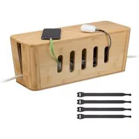 relaxdays Kabelbox aus Bambus