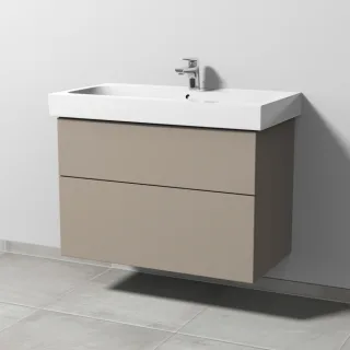 Sanipa 3way Waschtischunterbau zu Geberit iCon Waschtisch mit 2 Auszügen, Sandgrau-Matt SF65267