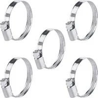 Poppstar Schlauchschelle Edelstahl-Schellen (Bandbreite 9mm) 5er-Set, (Spannbereich 32-50mm), Rohrschellen verstellbar W2