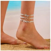 KARMA Fußkette Damen Silber Fußkettchen Sommer Urlaub (Geschenk für Sie, Damenfußkette, Damenschmuck), Sommerschmuck Fußschmuck Strand